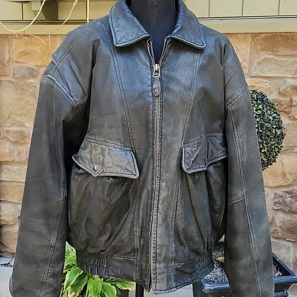 VTG PETER ENGLAND 1980's AVIATION MISSION CLASSIC LEATHER BOMBER JACKET - Picture 1 of 10